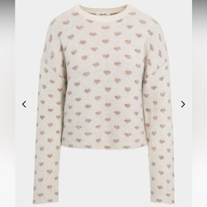 NWT Splendid Lolly Hearts wool blend sweater, size L.